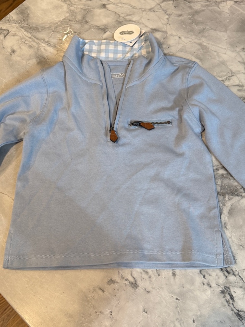 Mud Pie Baby Blue Quarter-Zip Pullover